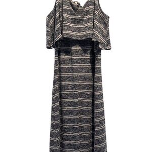 Lulu's White and Blue Ruffled Midi Sundress